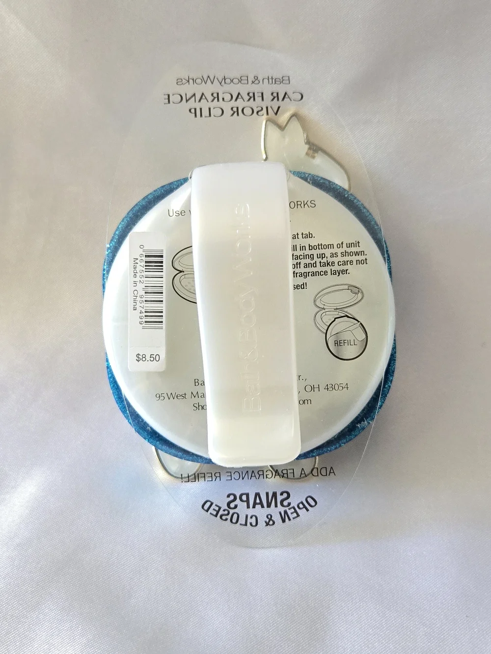 Bath & Body Works White and Gold Llama Fragrance Clip with Teal Backing